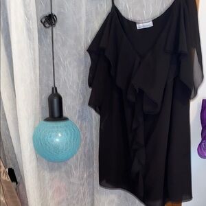 Black Asymmetrical Ruffled Camisole